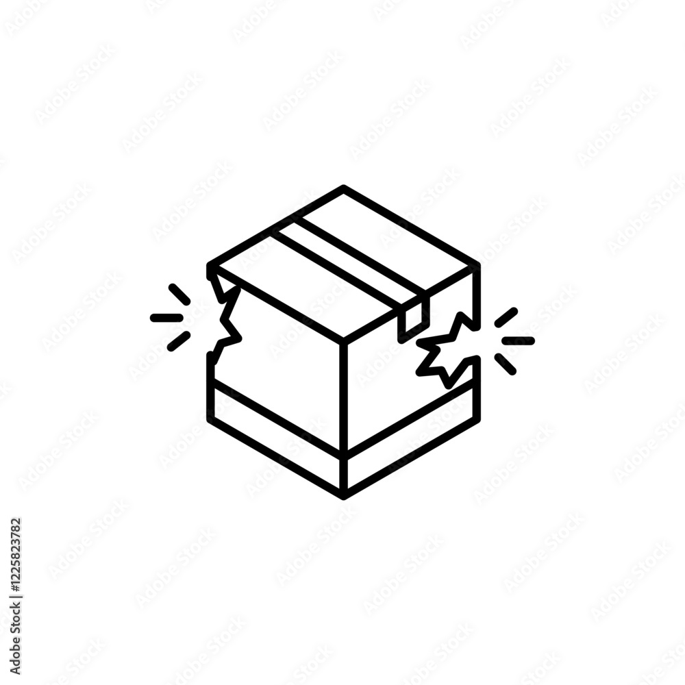 Broken cardboard box icon outline set sign Broken cardboard box icon outline set sign