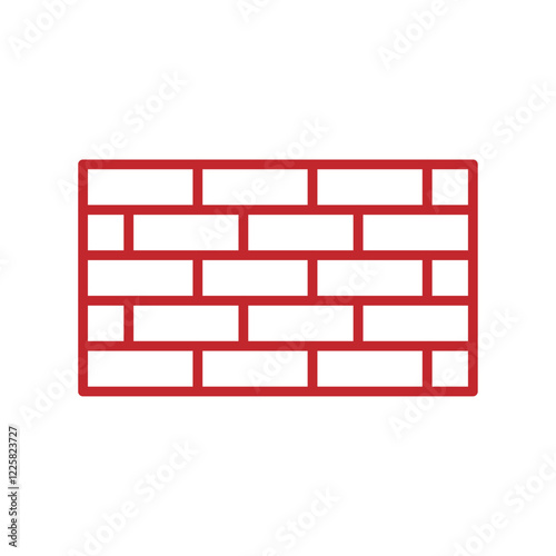 Brick wall icon outline set sign
