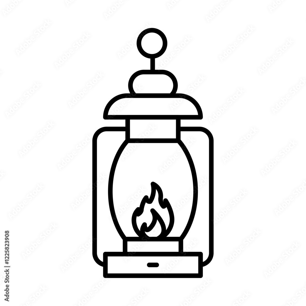 Camping lantern icon outline set sign Camping lantern icon outline set sign