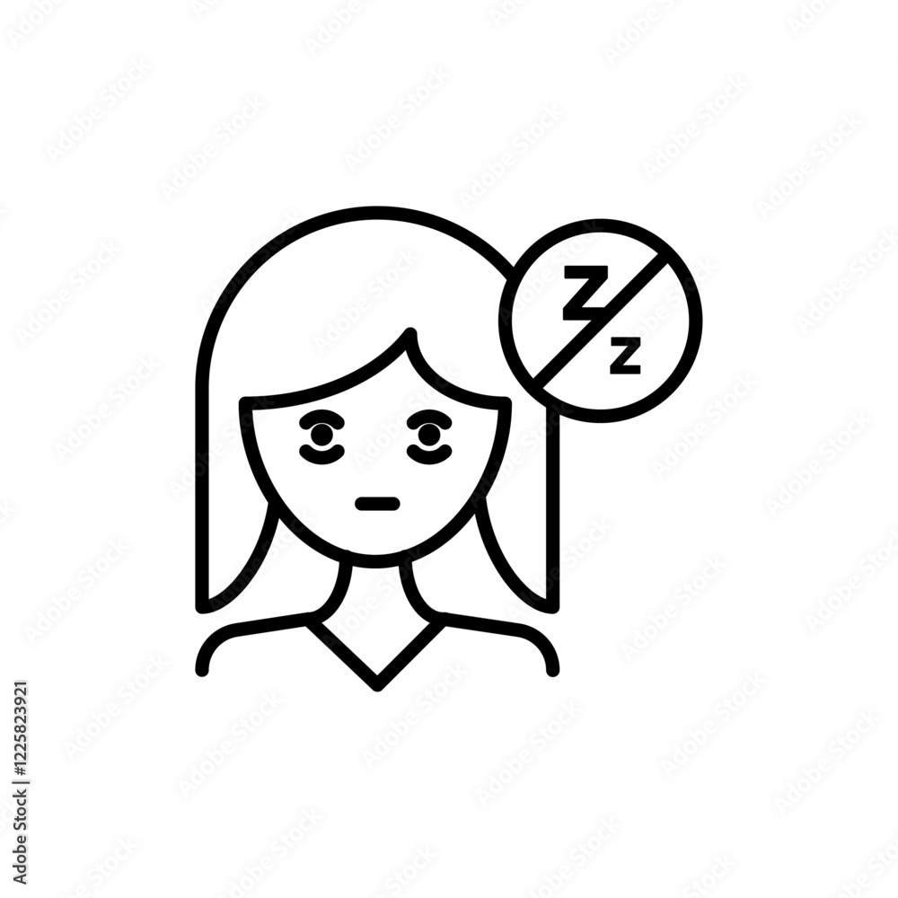 Cant fall asleep icon outline set sign Cant fall asleep icon outline set sign