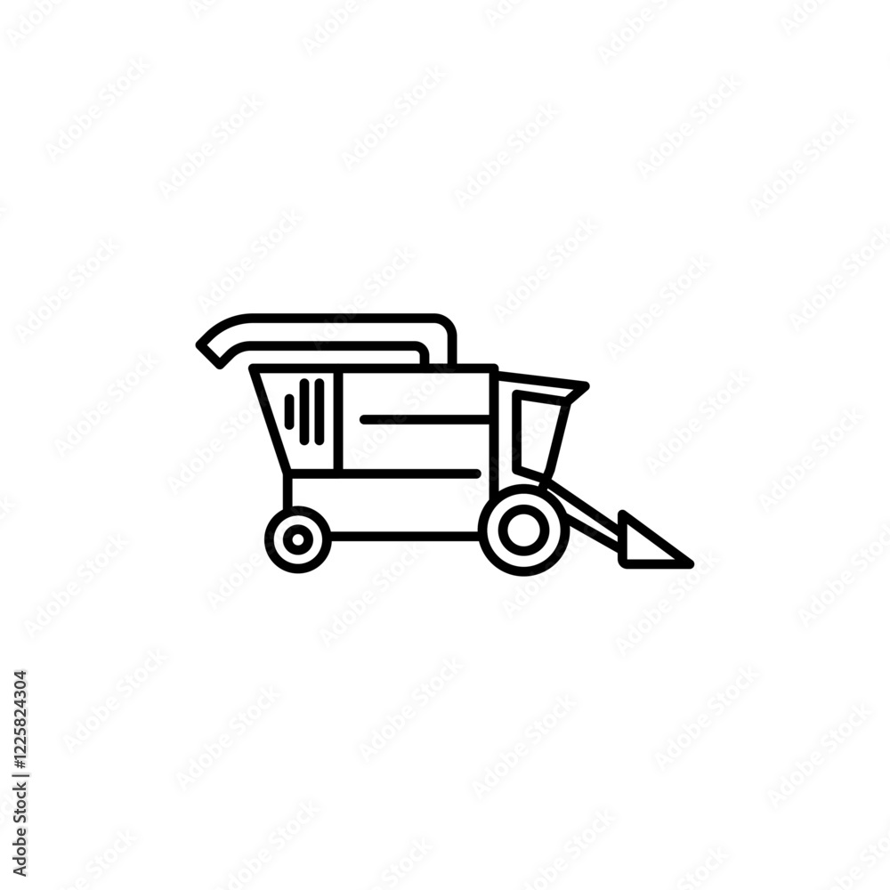 Combine harvester icon outline set sign Combine harvester icon outline set sign