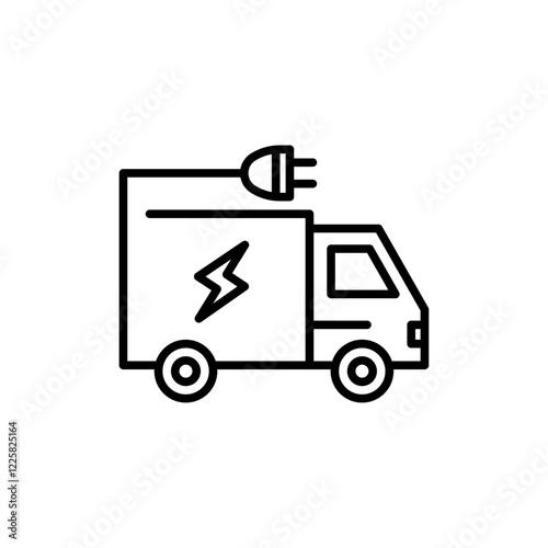 Electric plug in truck icon outline set sign