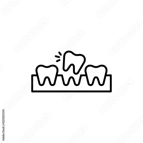 Extraction tooth icon outline set sign