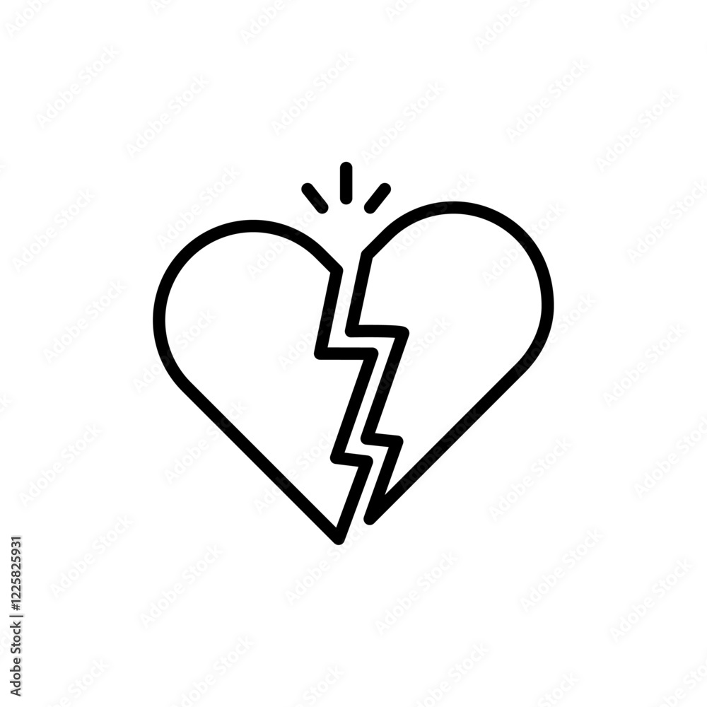 Heartbreak icon outline set sign Heartbreak icon outline set sign