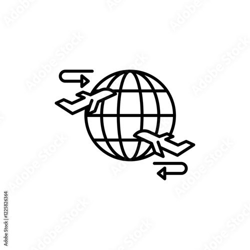 Import export icon outline set sign