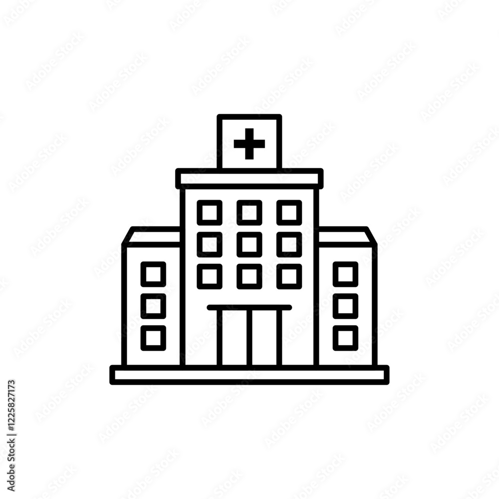 Naklejka premium Medical center icon outline set sign