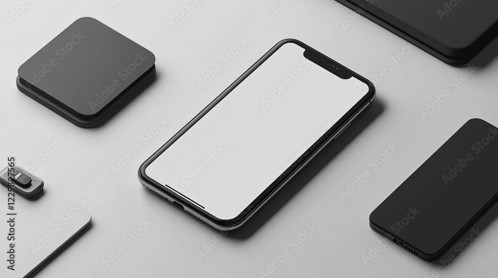 Smartphone showing blank screen displaying minimalist setup Smartphone showing blank screen displaying minimalist setup