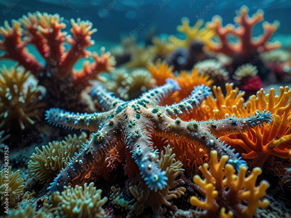 Obraz premium starfish on coral reef