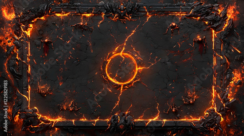  wallpaper frame showcasing dark obsidian borders cracked with glowing lava veins