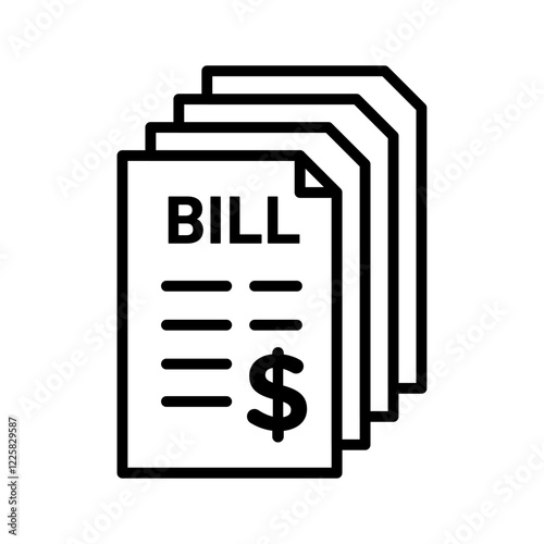 Stack of bills icon outline set sign