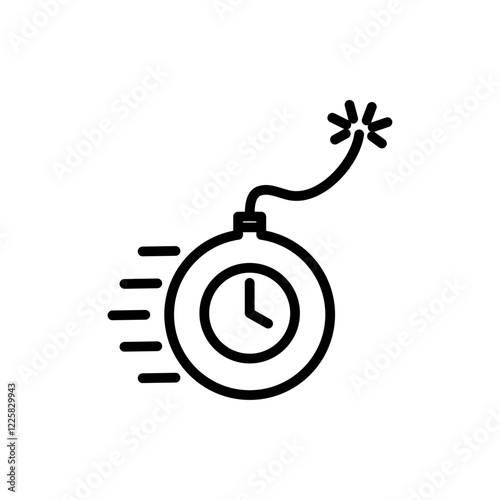 Time bomb with clock icon outline set sign