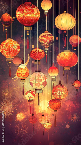 A beautifully crafted wallpaper frame capturing the essence of the Lantern Festival