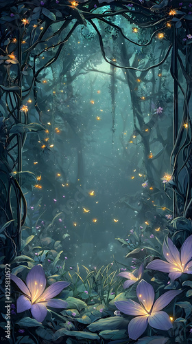 Moonlit Meadow wallpaper: Fireflies and Purple Blooms