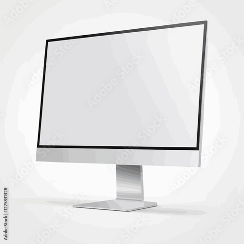 Realistic computer screen mockup. Computer display on three sides with blank screen isolated on transparent background