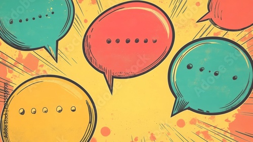 Comic blank text speech bubbles in pop art style vector illustration