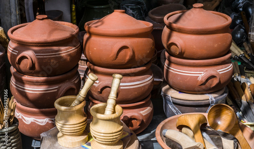 Handcrafted Clay Pots in Market in Gaziantep Coppersmith Bazaar