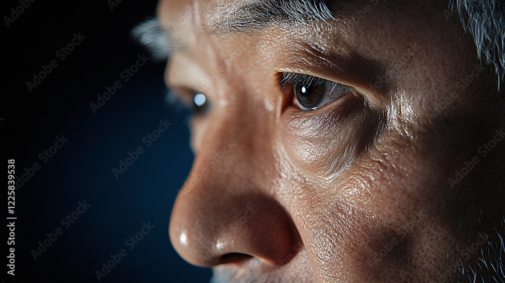 Fototapeta premium Expressive Portrait of an Elderly Asian Man with a Calm Presence