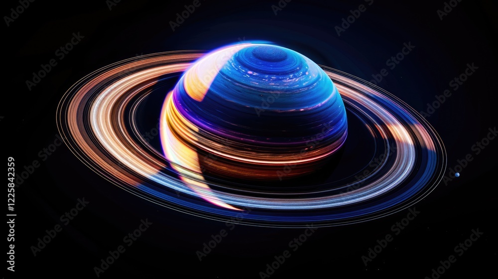 The planet Saturn with rings in outer space among the stardust. World Astronomy Day. The planet Saturn with rings in outer space among the stardust. World Astronomy Day.