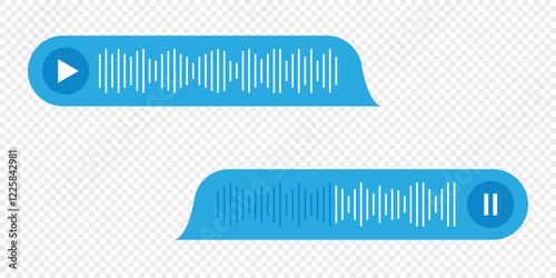 Voice message bubble. Sound wave icons. Audio chat or messenger interface