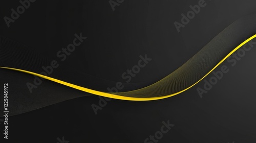 Black abstract backround with yellow curve line for backdrop or presentation