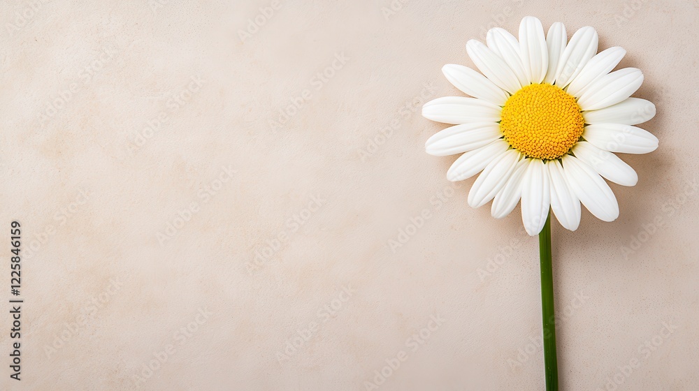 Obraz premium Elegant White Daisy on Beige Background