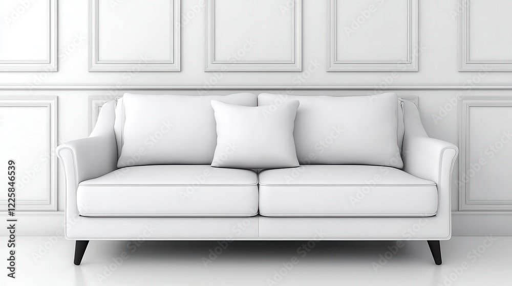 Fototapeta premium Elegant White Sofa in Minimalist Room Setting