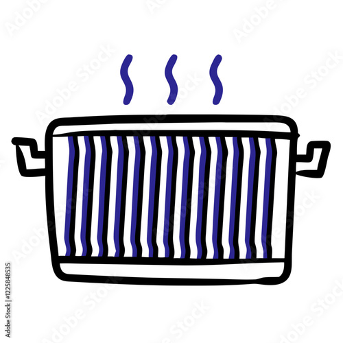 Car radiator icon with heat emission for vehicle cooling system. Concept of car cooling systems, radiator repair, and vehicle maintenance