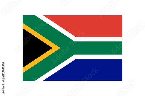 The flag of South Africa. Flag icon. Standard color. Standard size. A rectangular flag. Computer illustration. Digital illustration. Vector illustration.
