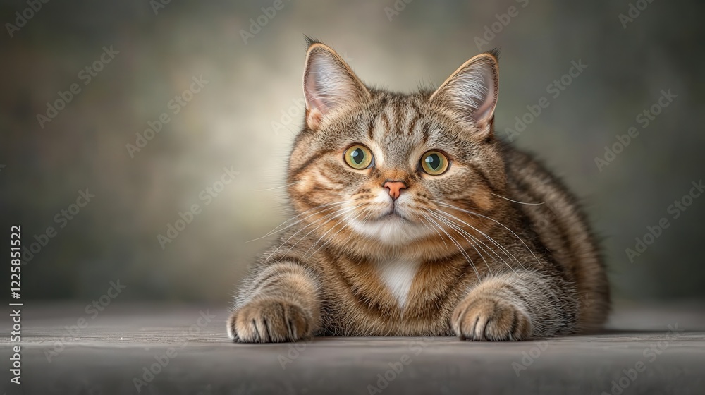Alert tabby cat on dark background