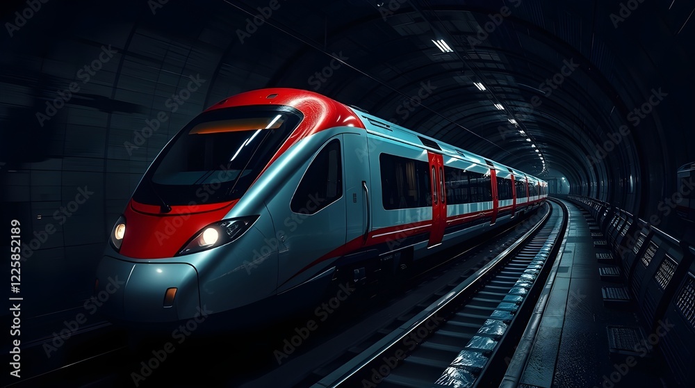 Fototapeta premium fast moving train in tunnel