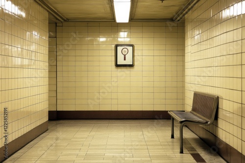 corridor or a room with yellow tile walls. the interior of a hospital or polyclinic. photo