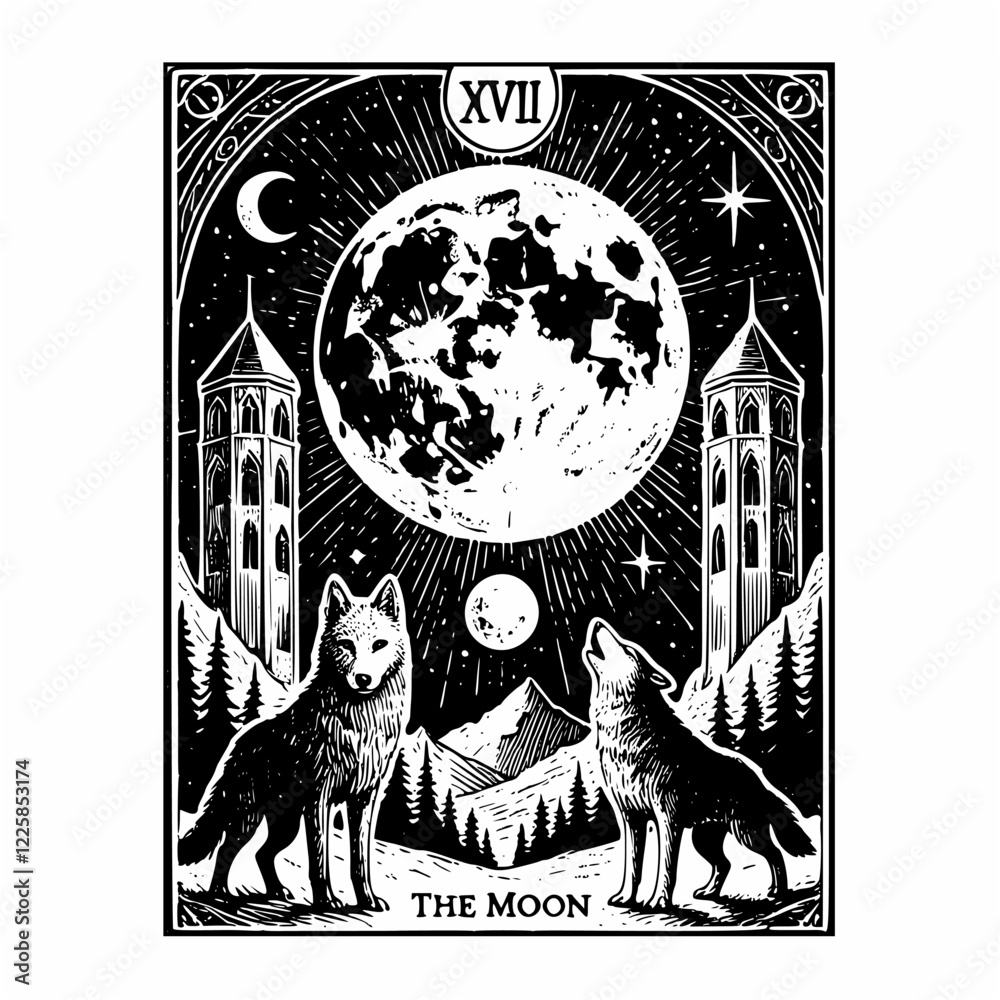 Fototapeta premium Mystical Representation of The Moon Tarot