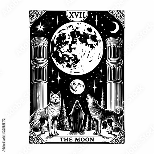 The Moon Tarot Card Design Concept