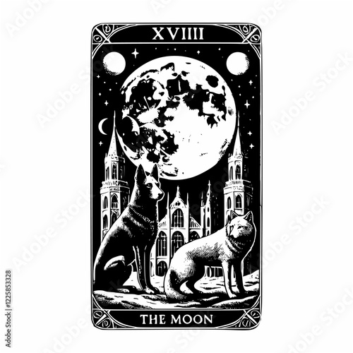 Symbolic Art of The Moon Tarot Card
