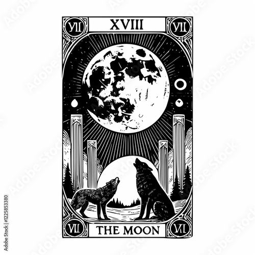 Serene Tarot: The Moon Card Representation