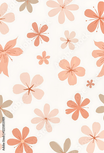 Wallpaper Mural Pastel floral pattern on white background Torontodigital.ca