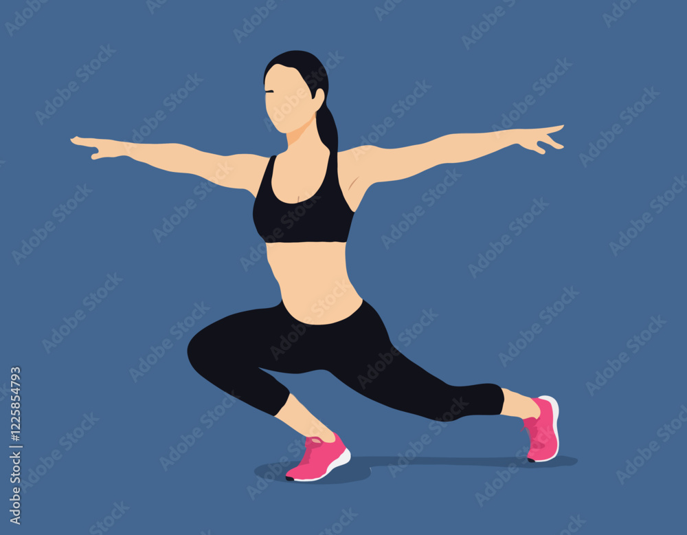 Squat Pulses exercise, Woman workout fitness, aerobic and exercises. Squat Pulses exercise, Woman workout fitness, aerobic and exercises.