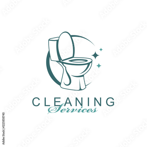 cleaning service design with toilet bowl isolated on white background