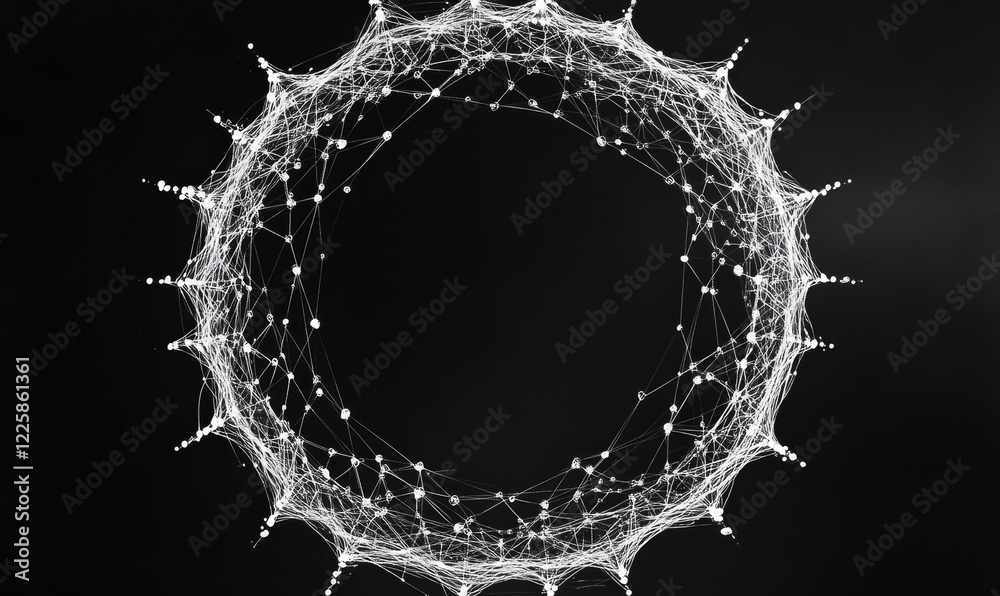 Naklejka premium White webbed circular pattern on black.