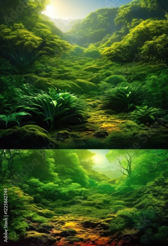 visual contrast transformed ecosystems showcasing landscapes after environmental changes nature, biodiversity, transformation, habitat, flora, fauna