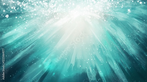 Sleek Digital Signature with Icy White and Turquoise in Shimmering Light Curtains and Radiant Particle Halo