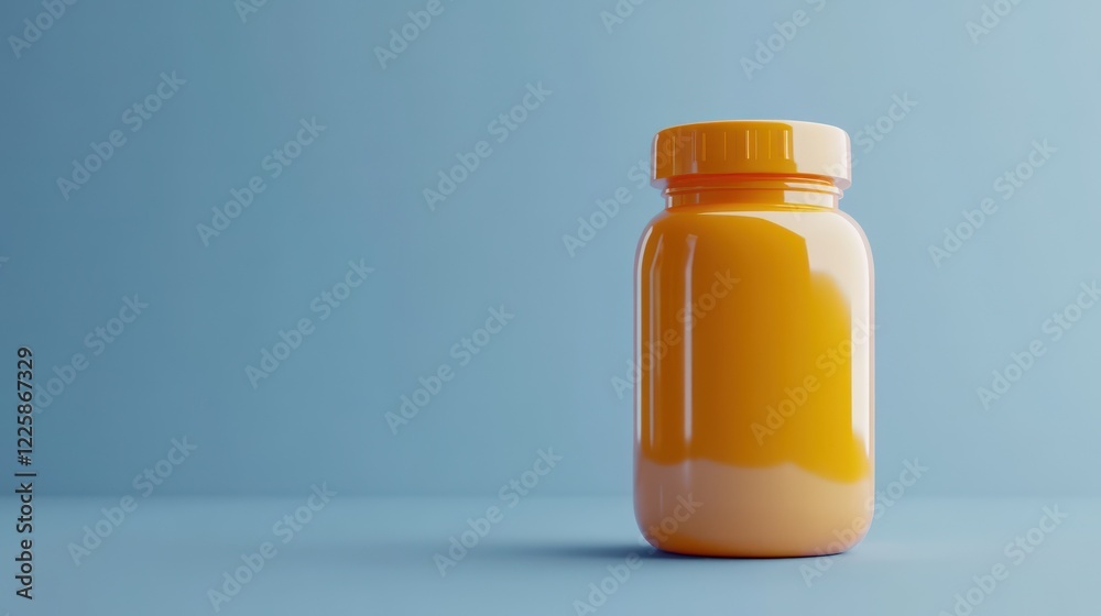 3d Medicine Pill bottle with vitamin capsule icon isolated on blue background. 3D render 3d Medicine Pill bottle with vitamin capsule icon isolated on blue background. 3D render