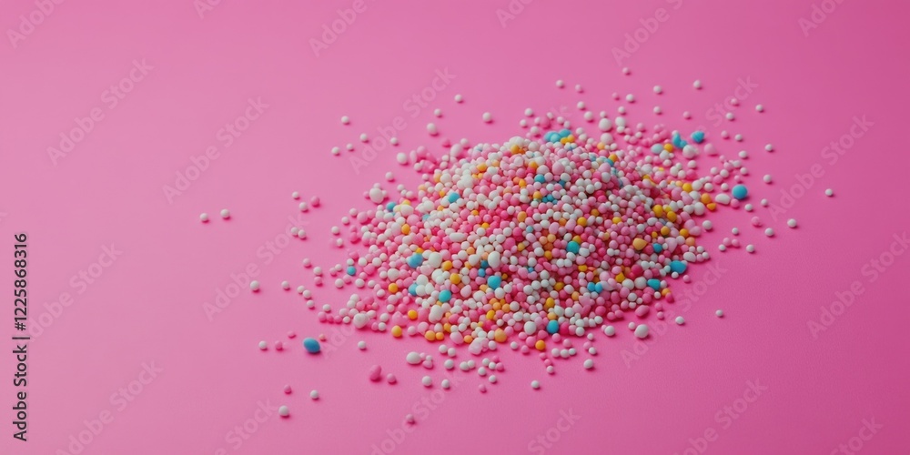 Fototapeta premium Colorful Confetti Scatter on Pink Background