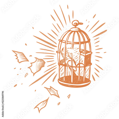 The bird is breaking out of its cage
