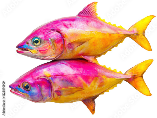 Isolated Two Colorful Fishes photo