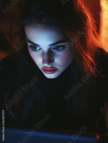 Candid Moment of a Woman in Darkness