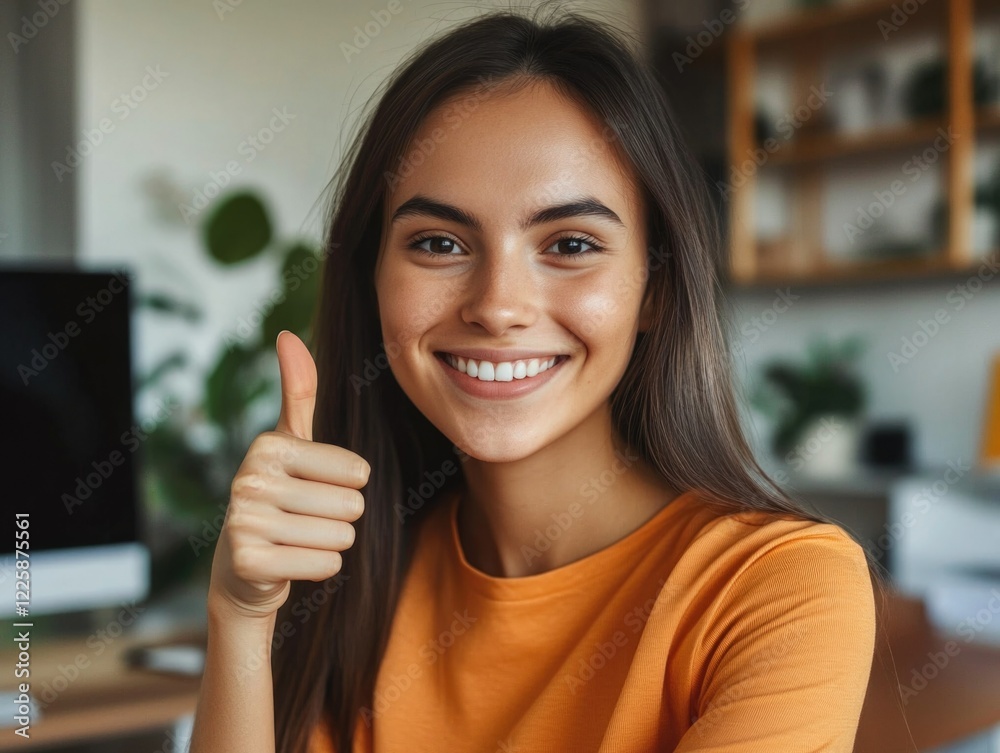 Excited Thumbs Up for Successful Business Meeting Excited Thumbs Up for Successful Business Meeting
