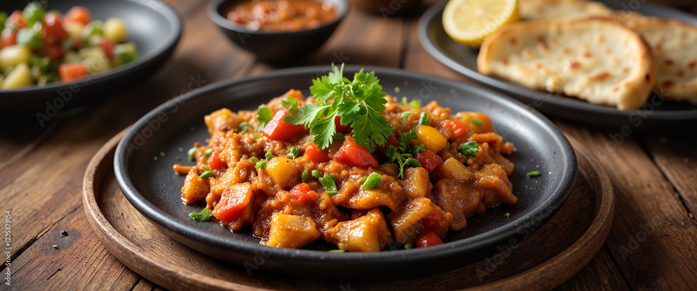 Flavorful Chermoula sauce with fresh ingredients on rustic table, cuisine