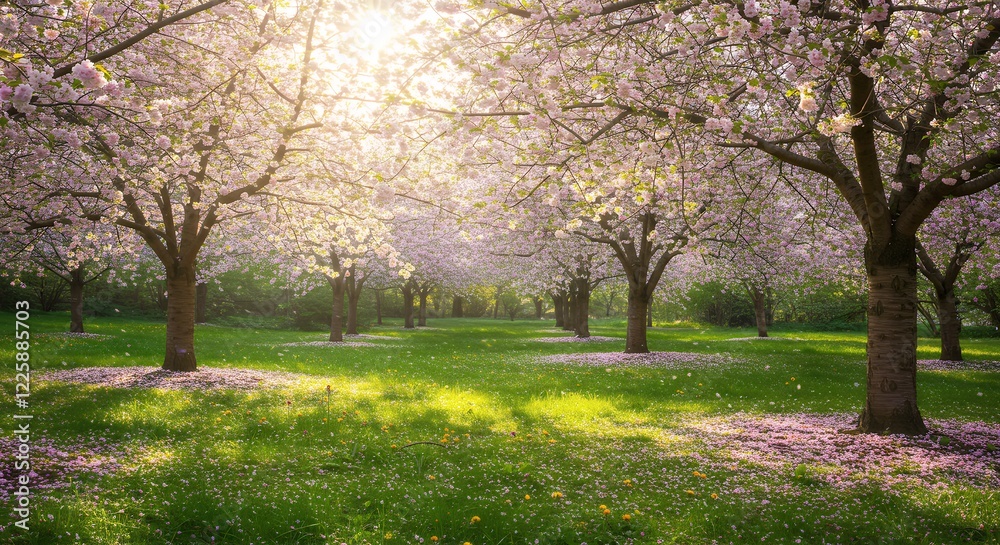 Stunning Cherry Blossom Trees in Spring Sunlight Stunning Cherry Blossom Trees in Spring Sunlight