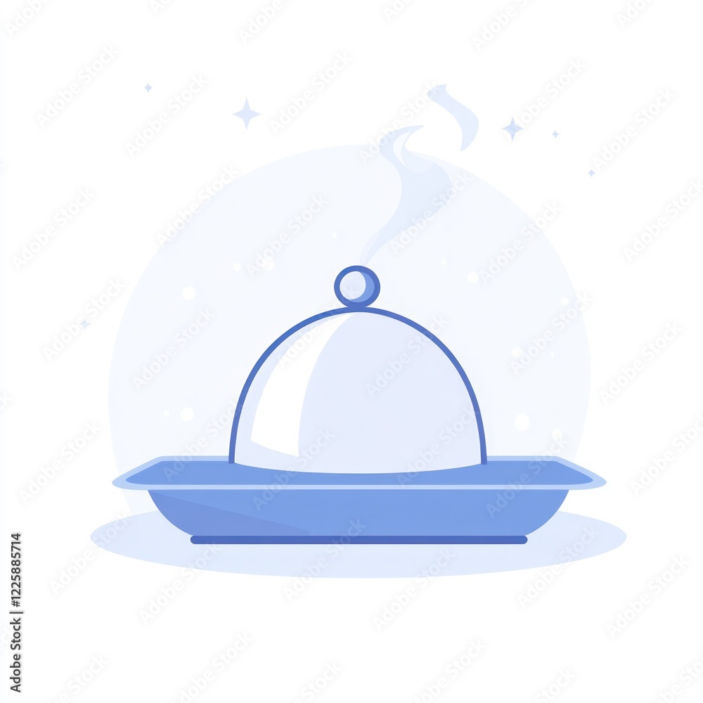 Fototapeta premium Food service cloche on tray, illustration, design